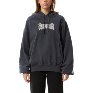 Afends Hidden Boxy Pull On Hood - Charcoal