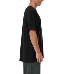 Thrills Hemp Embro Contrast Stitch Merch Fit Tee - Black/Grey Contrast