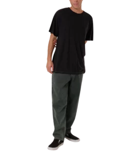 Thrills Hemp Embro Contrast Stitch Merch Fit Tee - Black/Grey Contrast