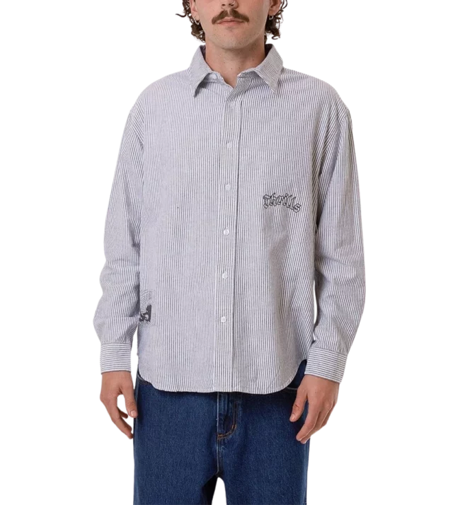 Thrills Occasions Filter Long Sleeve Shirt - Black Stripe