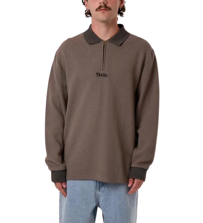 Thrills Union Rugby Jacquard Polo - Falcon/Black