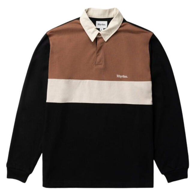 Rhythm Hayes LS Rugby Polo - Black