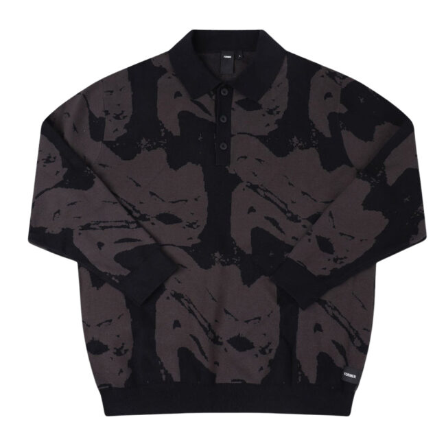 Former Distort LS Knit Polo - Black