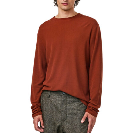 NN07 Clive Waffle Knit Long Sleeve 3323 - Red Brown