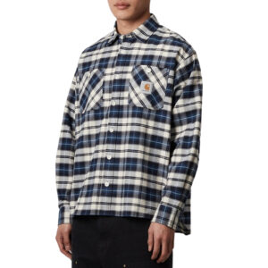 Carhartt L/S Tarbell Shirt - Dark Navy/White