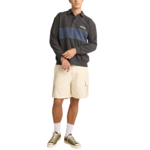 Rhythm Terry Vintage LS Rugby Shirt - Charcoal