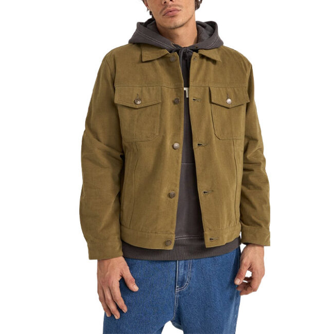 Rhythm Brushed Twill Trucker Jacket - Olive