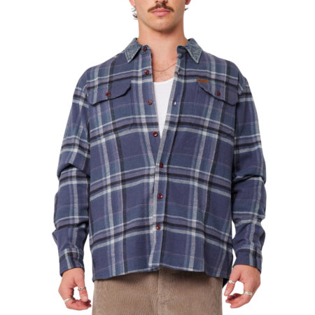 Rollas Trailer Check Shirt - Navy