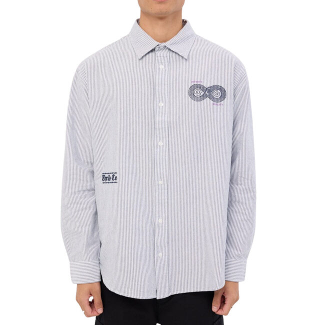 Thrills Occasions Lighten Up Long Sleeve Shirt - Insignia Blue Stripe