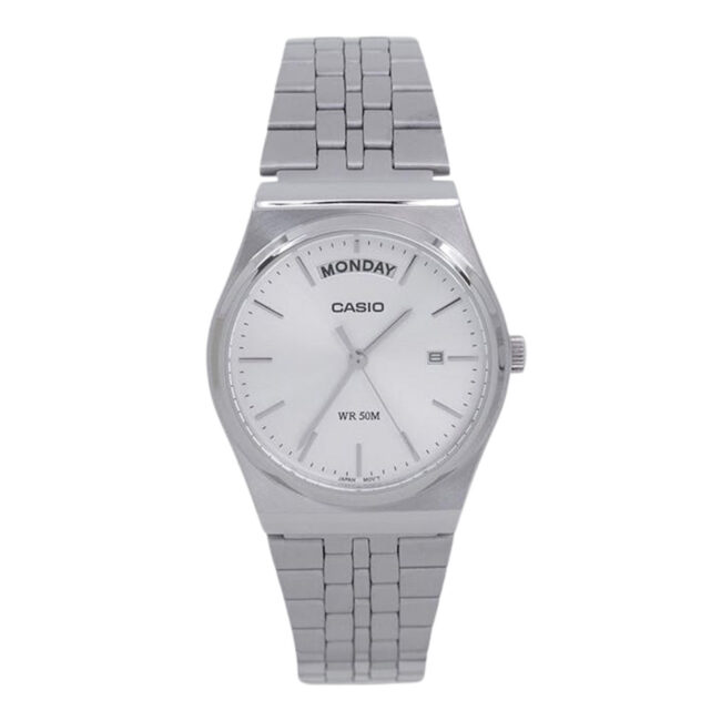 Casio MTPB146D-7a Retro Watch - Stainless Steel/White Face