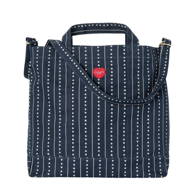 Carhartt Drewe Tote Bag - Heart C Pinstripe Ink/Natural