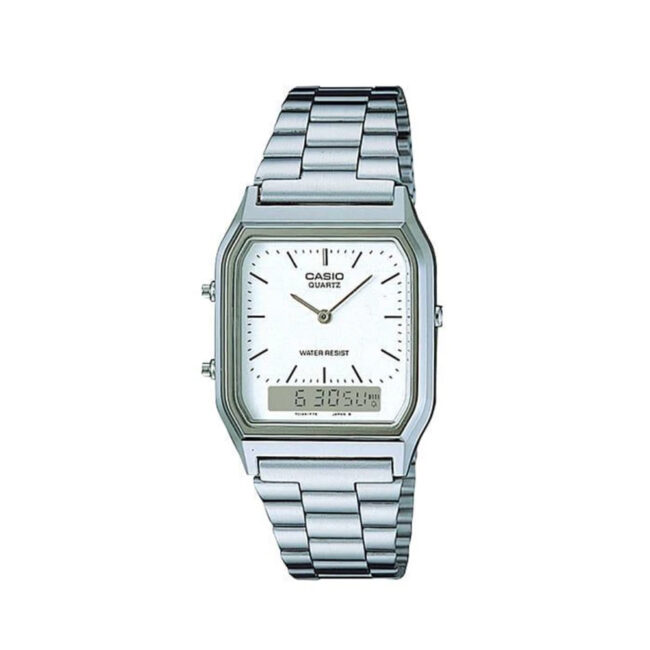 Casio AQ230A-7D - Duo Watch - Stainless Steel/White Face