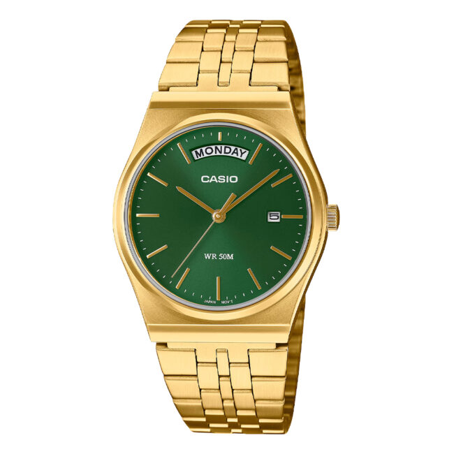 Casio MTPB146G-3A Analogue Watch - Gold Tone Stainless Steel/Green Face