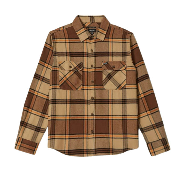 Brixton Bowery Flannel - Sand/Pinecone/Solar Orange