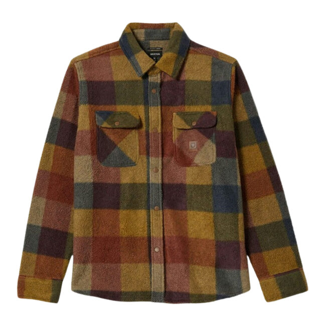 Brixton Bowery L/S Arctic Stretch Fleece - Rust/Copper Plaid