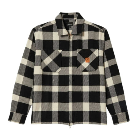 Brixton Union Zip Flannel - Off White/Black
