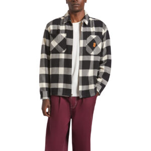 Brixton Union Zip Flannel - Off White/Black