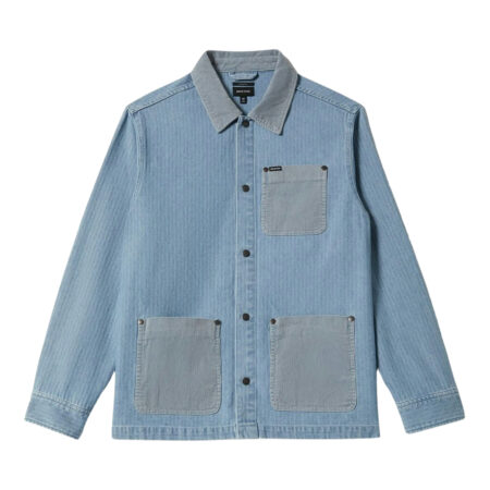 Brixton Herringbone Lightweight Chore Coat - Light Wash Denim