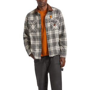 Brixton Builders Bowery Perf Flannel - Off White/Black
