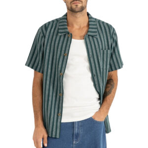 Rhythm Eli Stripe SS Shirt - Teal