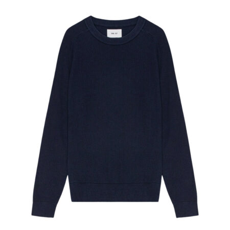 NN.07 Kevin Ribbed Organic Cotton Sweater 6600 - Navy Blue
