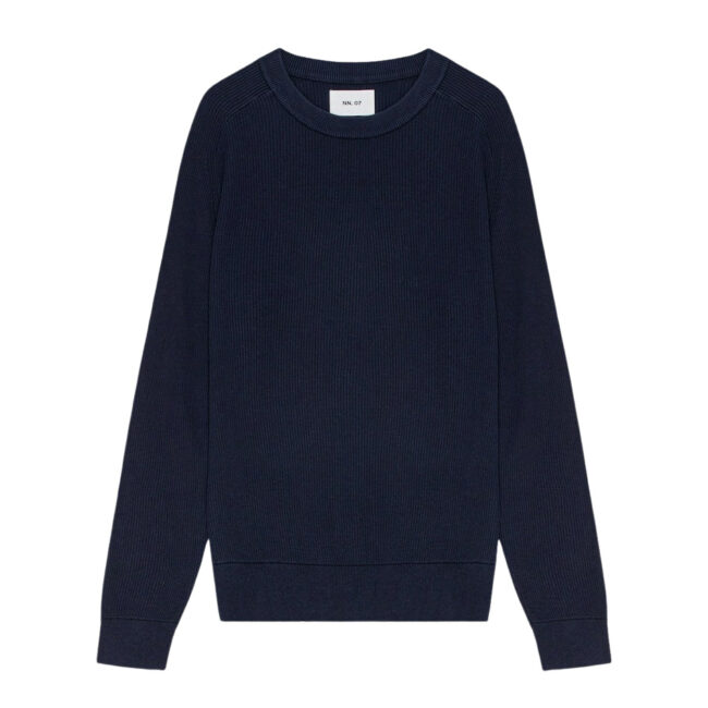 NN.07 Kevin Ribbed Organic Cotton Sweater 6600 - Navy Blue