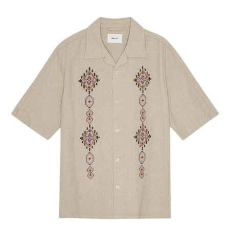 NN.07 Ole Embroidery Linen Blend Shirt 5396 - Oatmeal