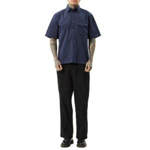 Afends Overdie Organic Overdyed Short Sleeve Shirt - Deep Sea