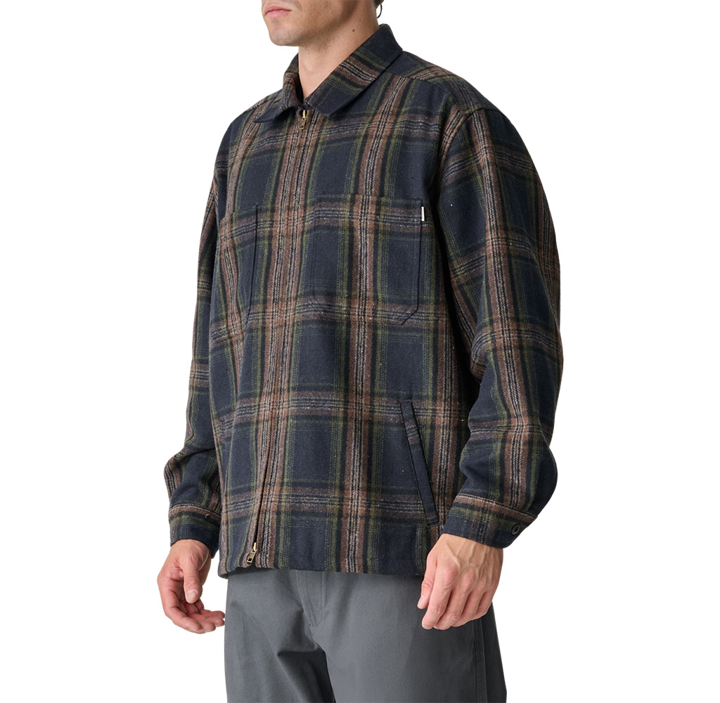 S/Double LS Zip Thru Shirt - Navy