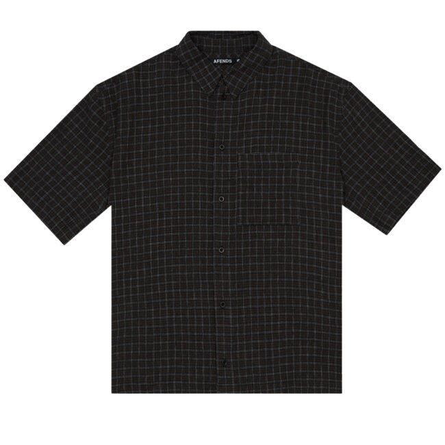 Afends Dusk Hemp Seer Sucker Check Shirt - Black Check