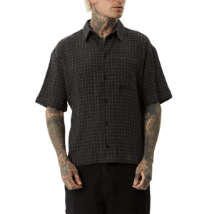 Afends Dusk Hemp Seer Sucker Check Shirt - Black Check