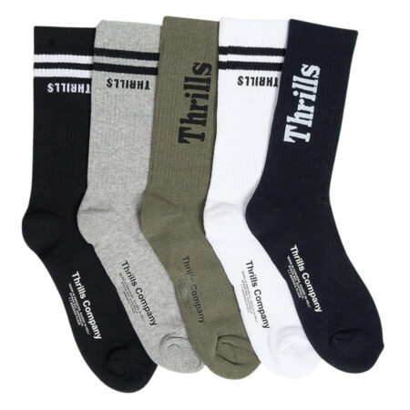 Thrills Minimal Thrills 5 Pack Sock - Black/White/Army Green/Total  Eclipse/Grey Marle