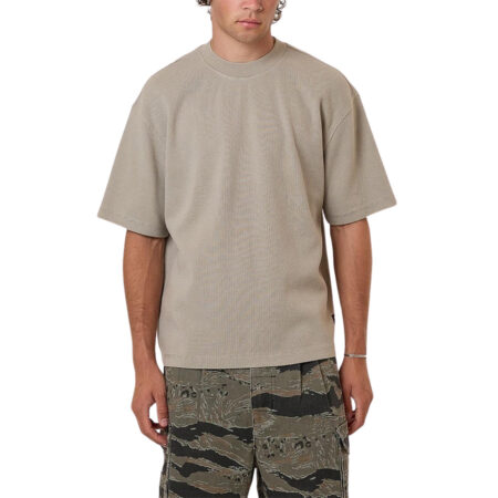 Thrills Arts & Industrial Box Fit Oversize Short Waffle Tee - Light Grey