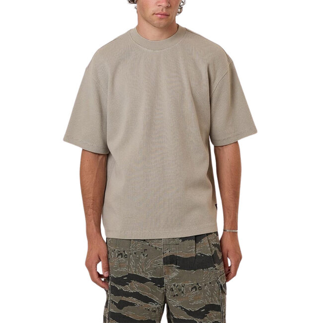 Thrills Arts & Industrial Box Fit Oversize Short Waffle Tee - Light Grey