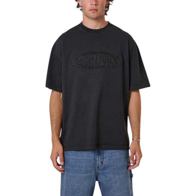 Thrills Shadowless Embro Oversize Box Fit Tee - Pirate Black