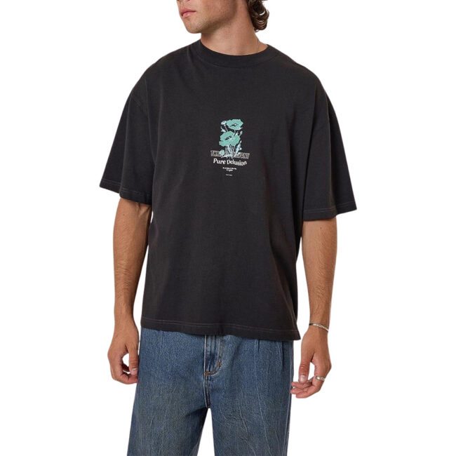 Thrills Pure Delusion Box Fit Oversize Short Tee - Faded Black