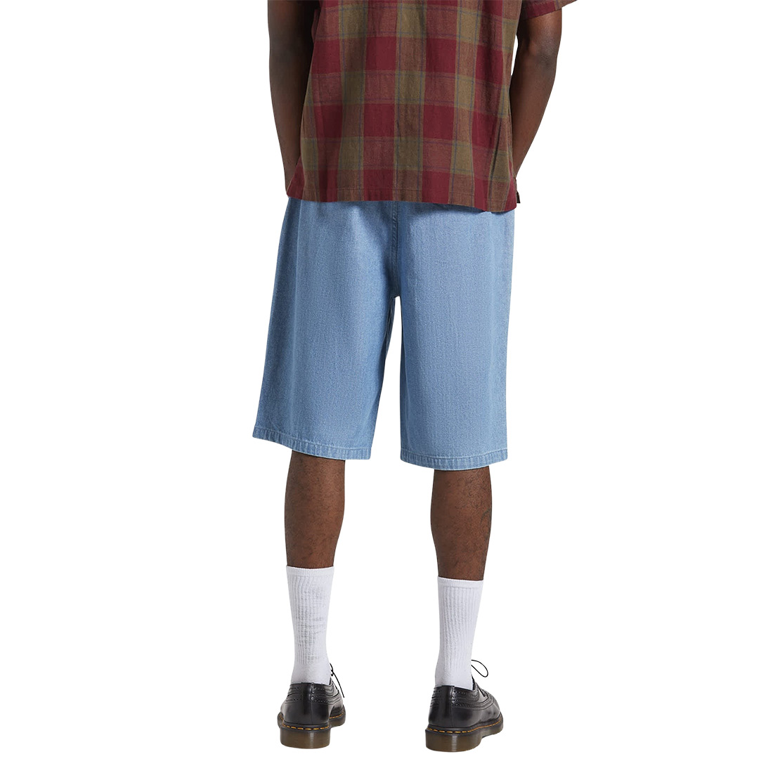 Brixton Choice Chino Baggy Short - Light Wash Denim Herringbone