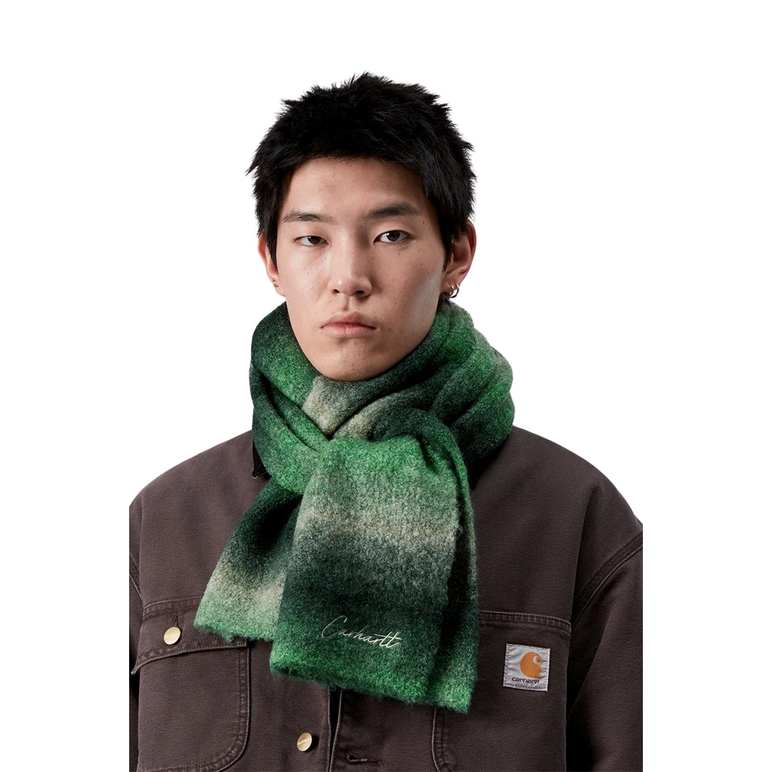 Carhartt Tony Scarf - Tony Stripe Jacquard - Dark Fir/Pale Olive