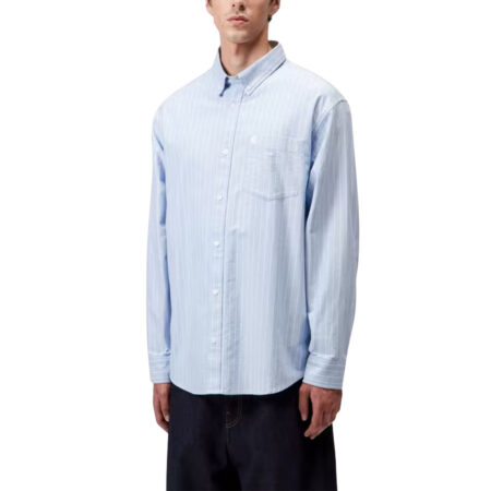 Carhartt L/S Cassel Shirt - Cassel Stripe - Bleach/White