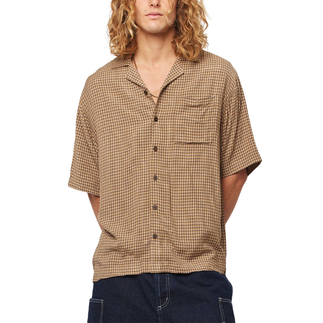 Rollas Merbau Check Bowler - Biscuit