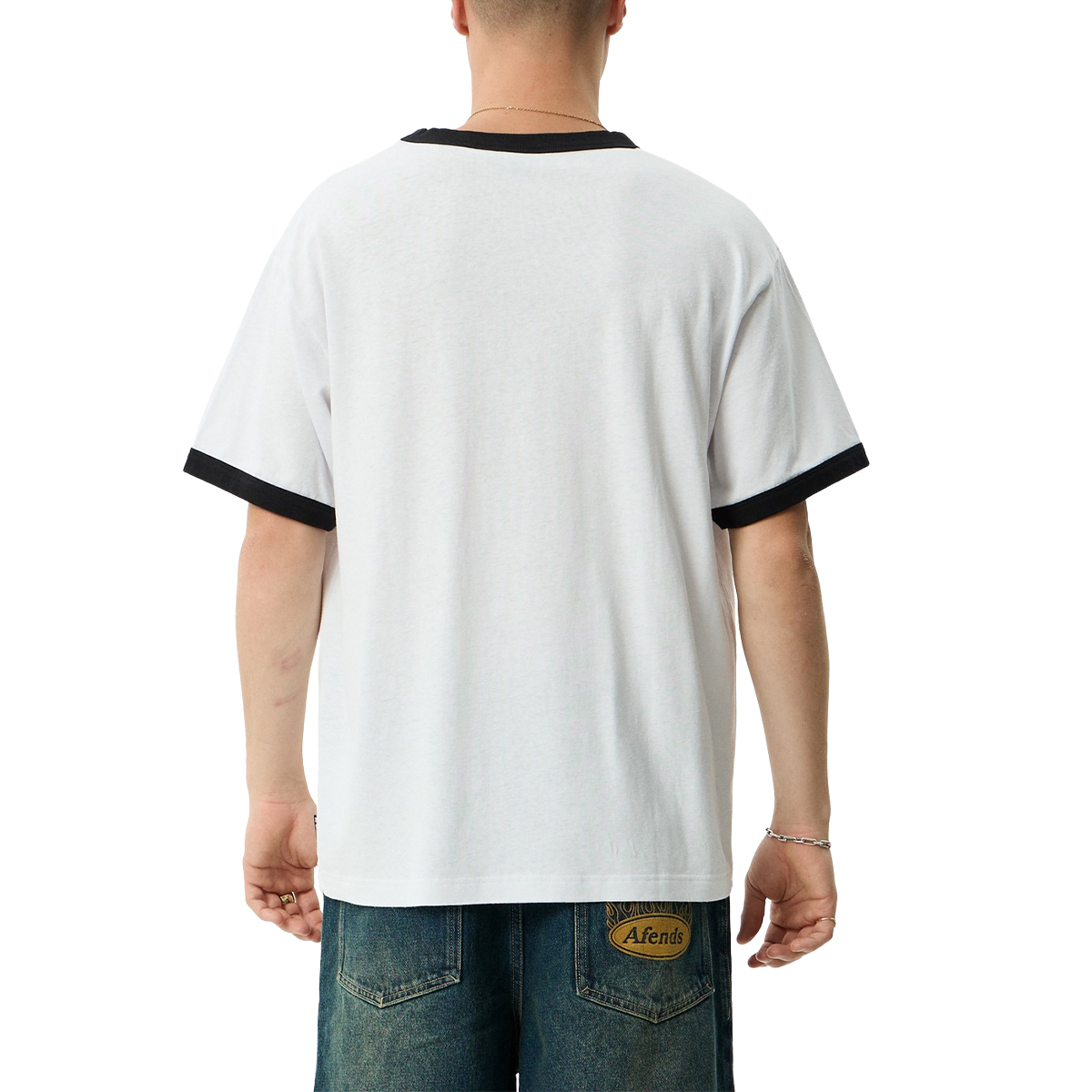 Afends Drop Zone Boxy Ringer Tee - White