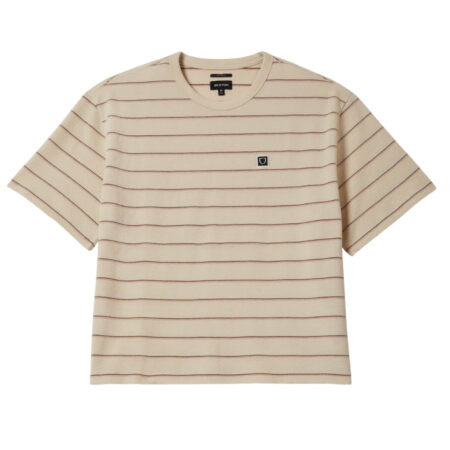 Brixton Shield Pique S/S Boxy Knit Tee - Whitecap/Sea Foam/Pinecone Brown