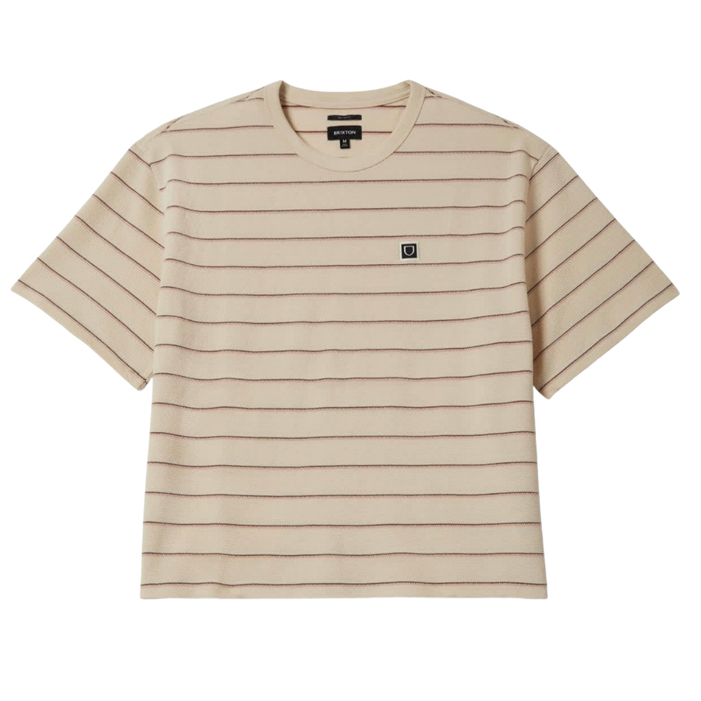 Brixton Shield Pique S/S Boxy Knit Tee - Whitecap/Sea Foam/Pinecone Brown