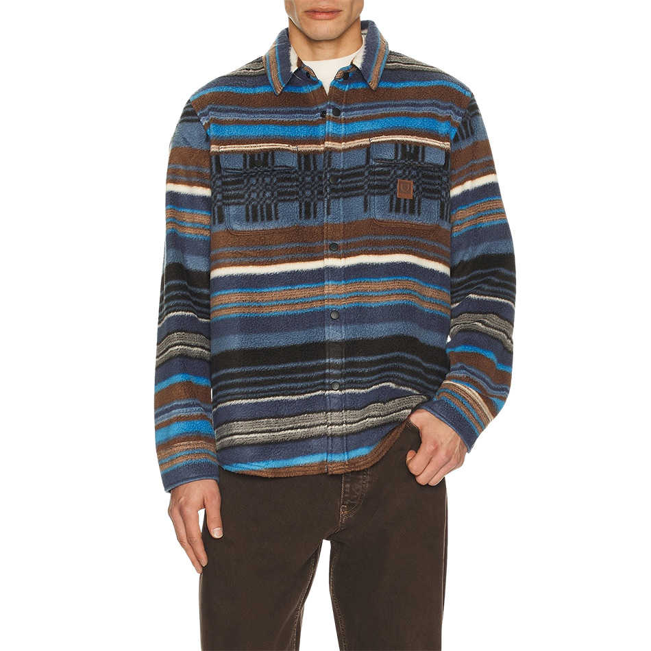 Brixton Bowery L/S Arctic Stretch Fleece - Mood Indigo Blanket Stripe