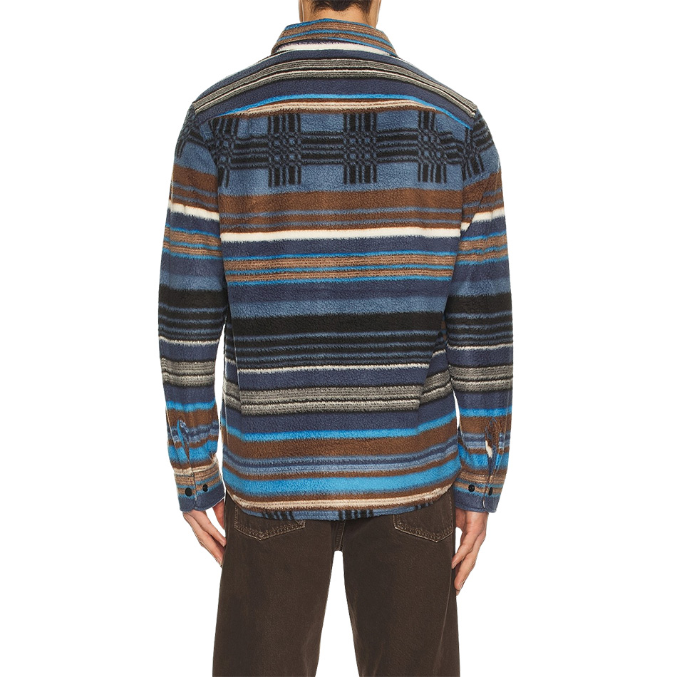 Brixton Bowery L/S Arctic Stretch Fleece - Mood Indigo Blanket Stripe