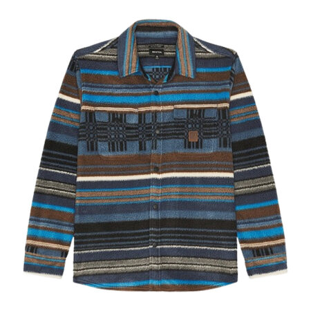 Brixton Bowery L/S Arctic Stretch Fleece - Mood Indigo Blanket Stripe