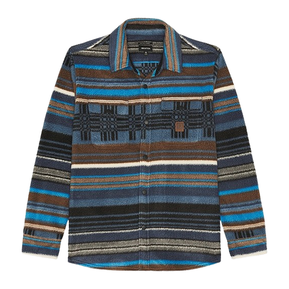 Brixton Bowery L/S Arctic Stretch Fleece - Mood Indigo Blanket Stripe