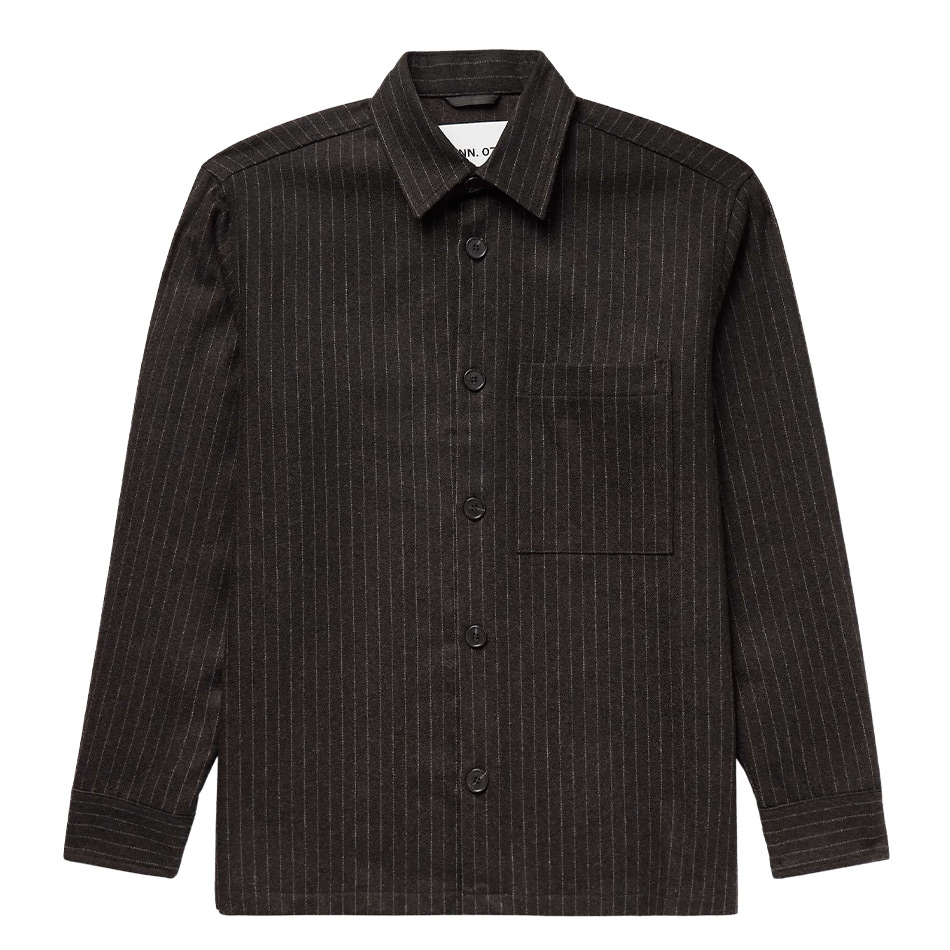 NN07 Freddy Pinstriped Overshirt 1630 - Brown Stripe