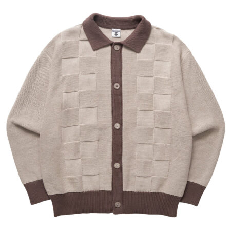 Service Works Check Panel Cardigan - Mushroom