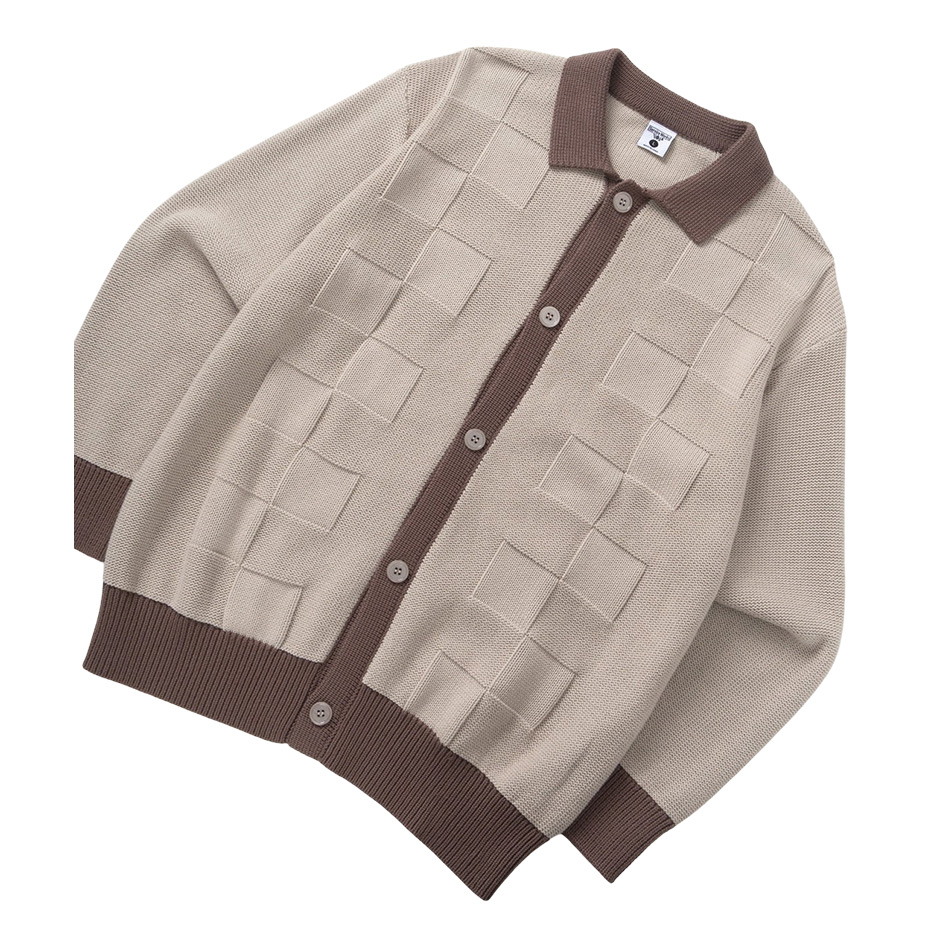 Service Works Check Panel Cardigan - Mushroom